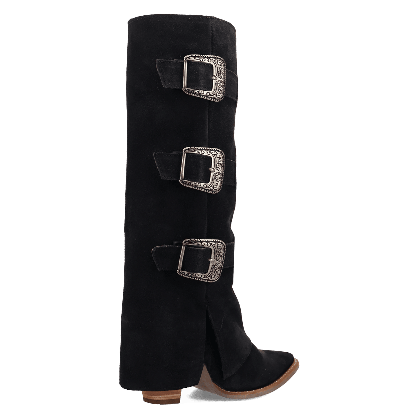 Women's Dingo Buckle Bunny Suede Leather Boot - Black - DI2345-BK