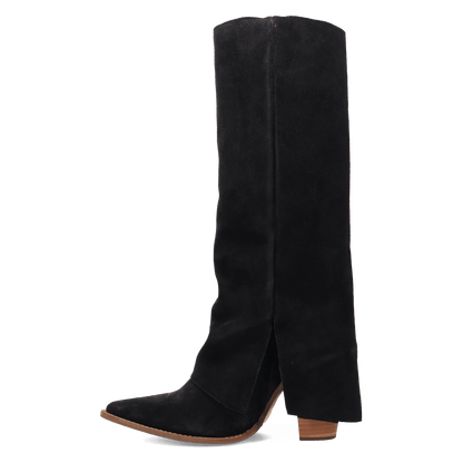 Women's Dingo Buckle Bunny Suede Leather Boot - Black - DI2345-BK