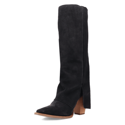 Women's Dingo Buckle Bunny Suede Leather Boot - Black - DI2345-BK