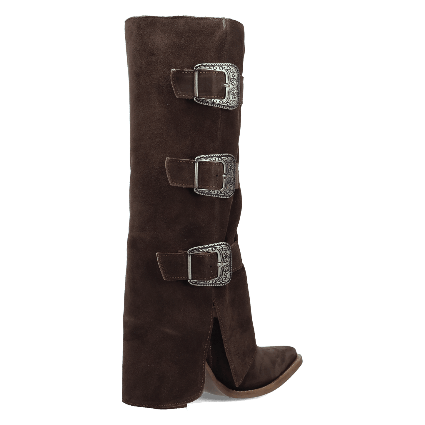 Women's Dingo Buckle Bunny Suede Leather Boot - Brown - DI2345-BN