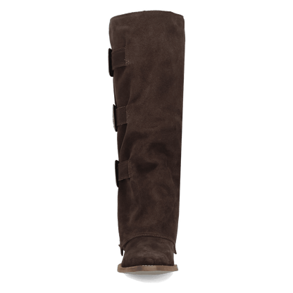 Women's Dingo Buckle Bunny Suede Leather Boot - Brown - DI2345-BN