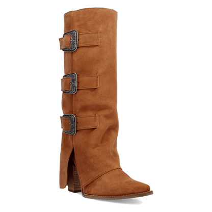 Women's Dingo Buckle Bunny Suede Leather Boot - Camel - DI2345-BG4