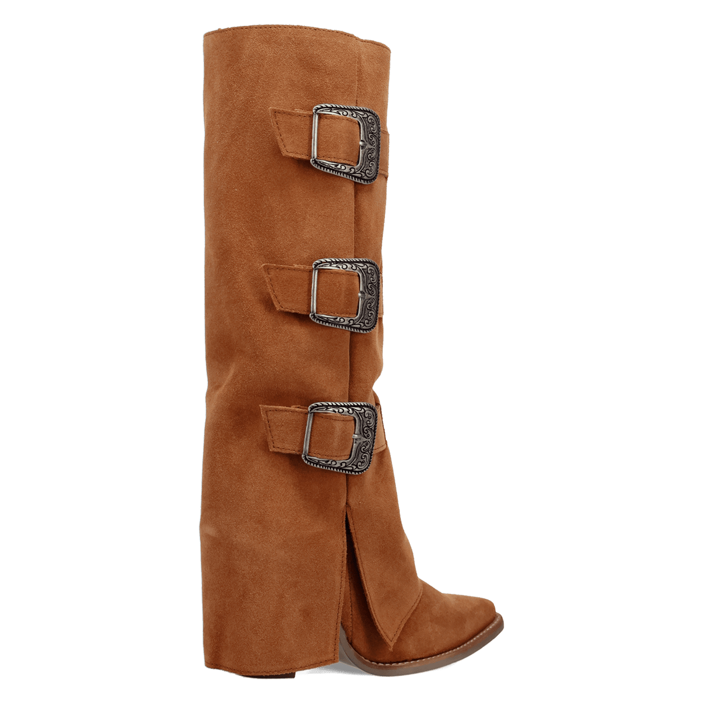 Women's Dingo Buckle Bunny Suede Leather Boot - Camel - DI2345-BG4