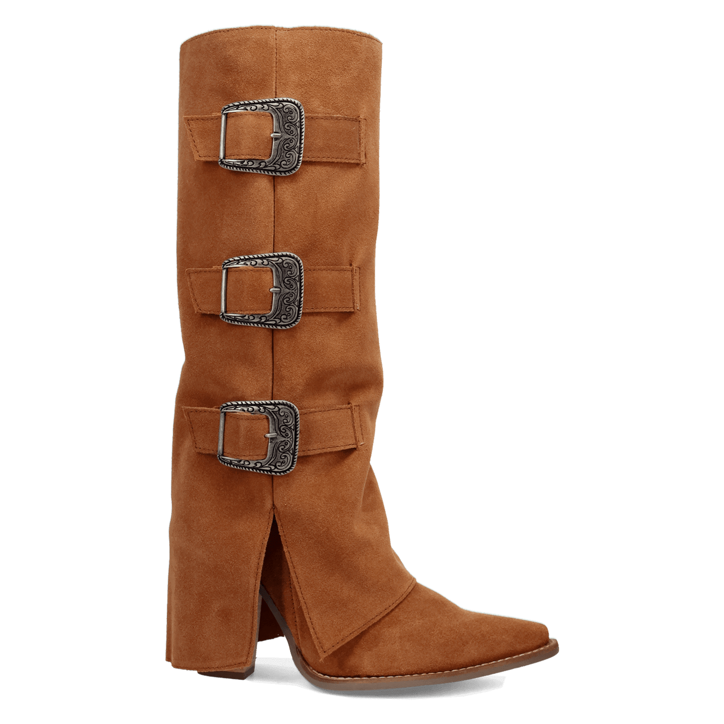 Women's Dingo Buckle Bunny Suede Leather Boot - Camel - DI2345-BG4