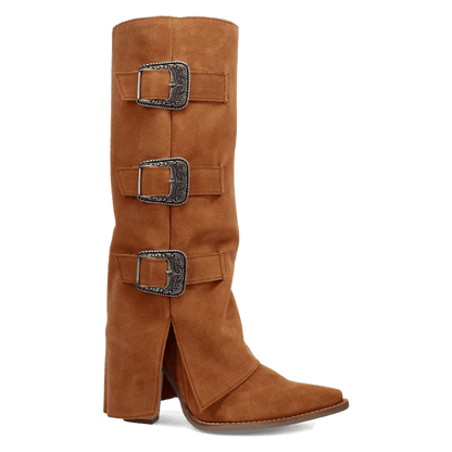 Women's Dingo Buckle Bunny Suede Leather Boot - Camel - DI2345-BG4