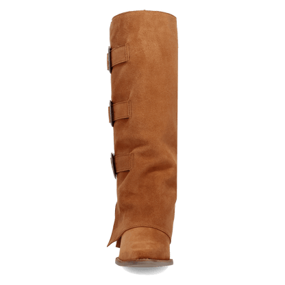 Women's Dingo Buckle Bunny Suede Leather Boot - Camel - DI2345-BG4