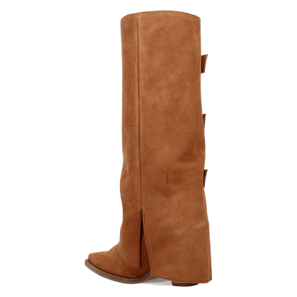 Women's Dingo Buckle Bunny Suede Leather Boot - Camel - DI2345-BG4
