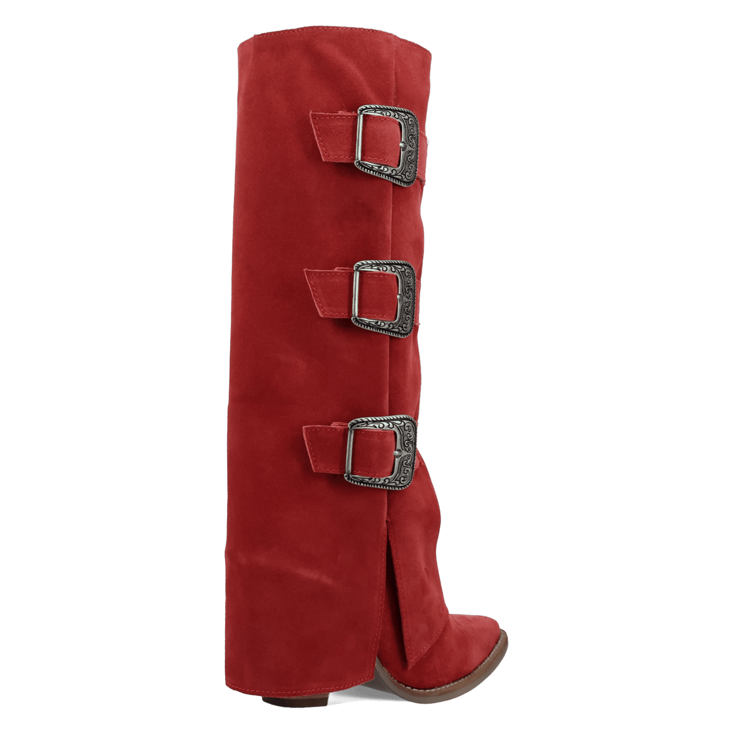 Women's Dingo Buckle Bunny Suede Leather Boot - Red - DI2345-RD