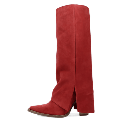 Women's Dingo Buckle Bunny Suede Leather Boot - Red - DI2345-RD