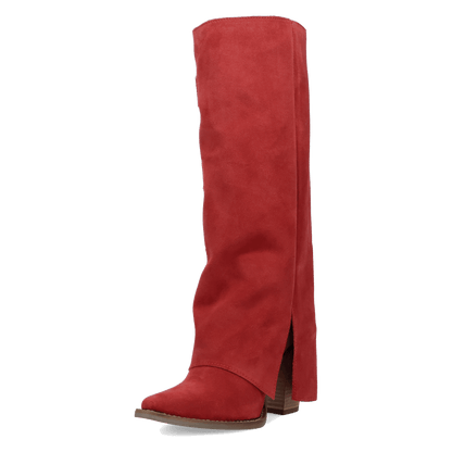 Women's Dingo Buckle Bunny Suede Leather Boot - Red - DI2345-RD