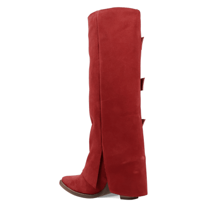 Women's Dingo Buckle Bunny Suede Leather Boot - Red - DI2345-RD