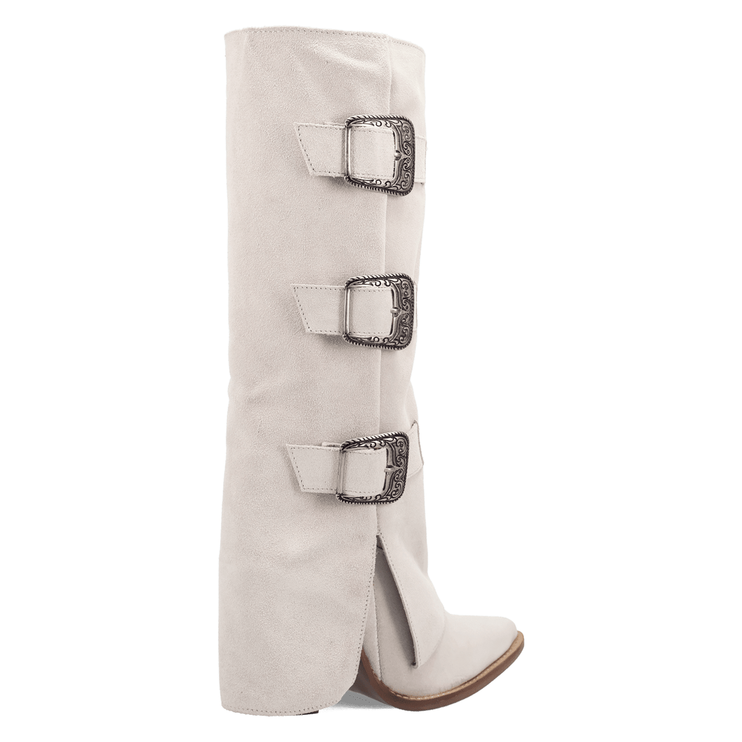 Women's Dingo Buckle Bunny Suede Leather Boot - White - DI2345-WH