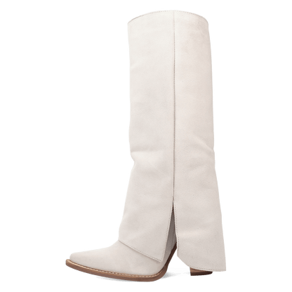 Women's Dingo Buckle Bunny Suede Leather Boot - White - DI2345-WH