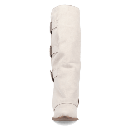 Women's Dingo Buckle Bunny Suede Leather Boot - White - DI2345-WH