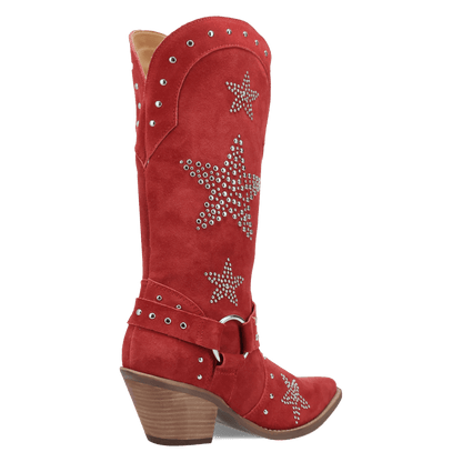 Women's Dingo Lucky Stars Suede Leather Boot - Red - DI2350-RD