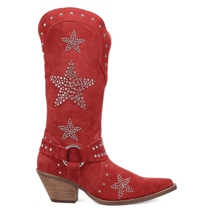 Women's Dingo Lucky Stars Suede Leather Boot - Red - DI2350-RD