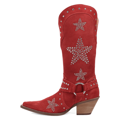 Women's Dingo Lucky Stars Suede Leather Boot - Red - DI2350-RD