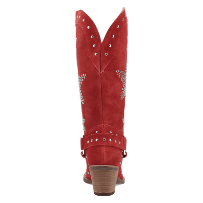 Women's Dingo Lucky Stars Suede Leather Boot - Red - DI2350-RD