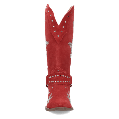 Women's Dingo Lucky Stars Suede Leather Boot - Red - DI2350-RD