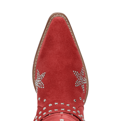 Women's Dingo Lucky Stars Suede Leather Boot - Red - DI2350-RD