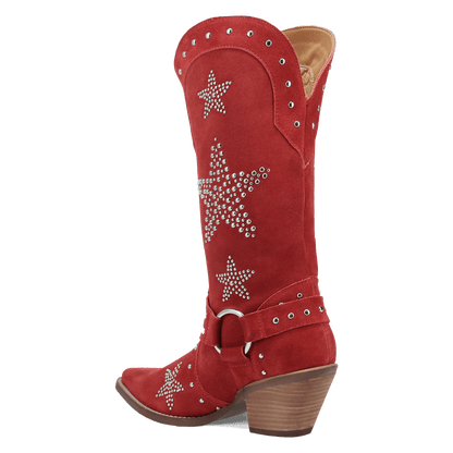 Women's Dingo Lucky Stars Suede Leather Boot - Red - DI2350-RD
