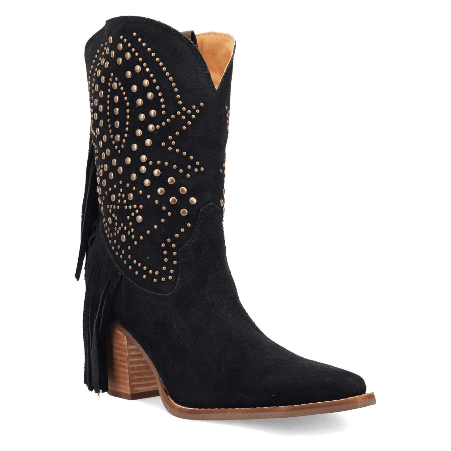 Women's Dingo Star Power Suede Leather Bootie - Black - DI2357-BK