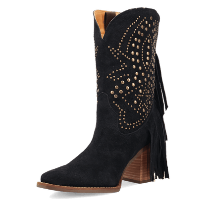 Women's Dingo Star Power Suede Leather Bootie - Black - DI2357-BK