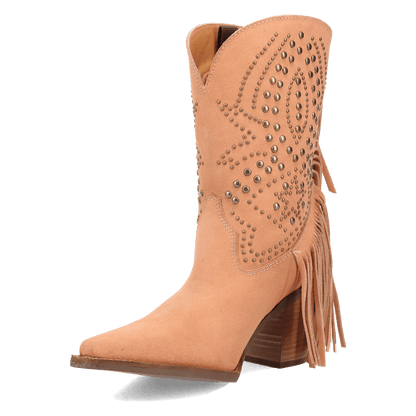 Women's Dingo Star Power Suede Leather Bootie - Peach - DI2357-OR3