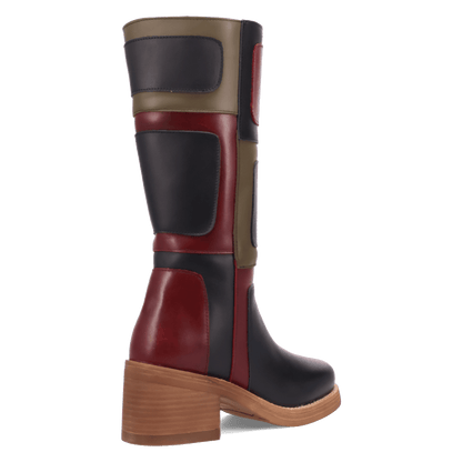 Women's Dingo Patches Leather Boot - Black - DI2366-BK