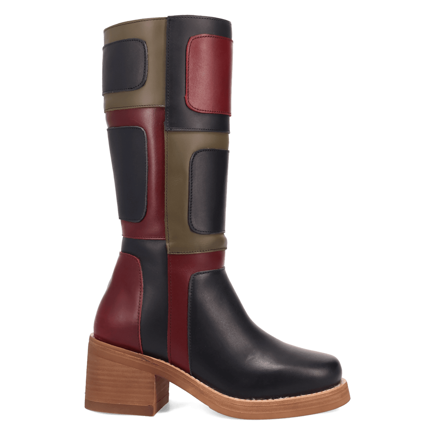 Women's Dingo Patches Leather Boot - Black - DI2366-BK