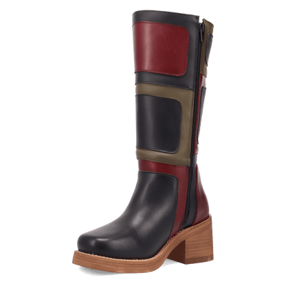 Women's Dingo Patches Leather Boot - Black - DI2366-BK