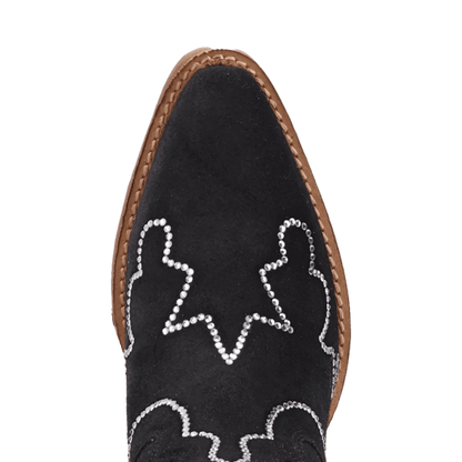 Women's Dingo Tiny Pony Suede Leather Bootie - Black - DI2376-BK