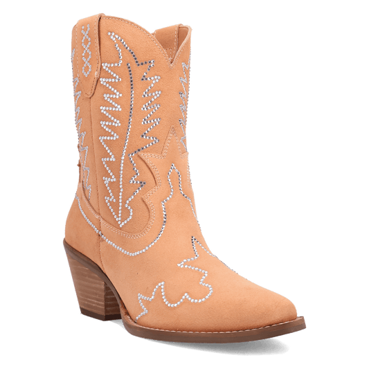 Women's Dingo Tiny Pony Suede Leather Bootie - Peach - DI2376-OR3