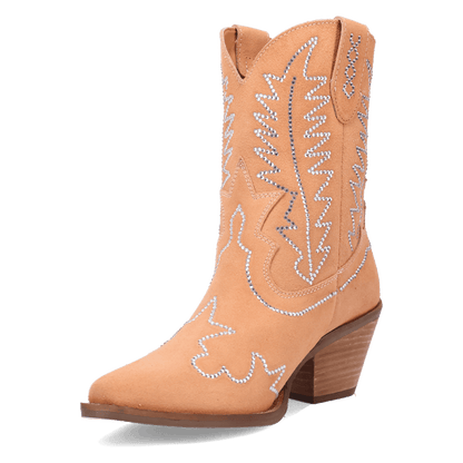 Women's Dingo Tiny Pony Suede Leather Bootie - Peach - DI2376-OR3