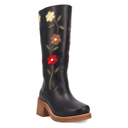 Women's Dingo Bloom Leather Boot - Black - DI2378-BK