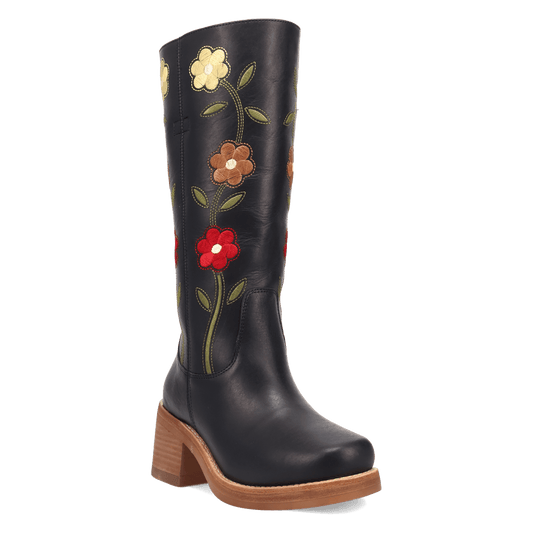 Women's Dingo Bloom Leather Boot - Black - DI2378-BK