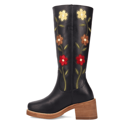 Women's Dingo Bloom Leather Boot - Black - DI2378-BK