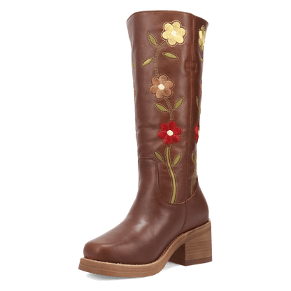 Women's Dingo Bloom Leather Boot - Brown - DI2378-BN