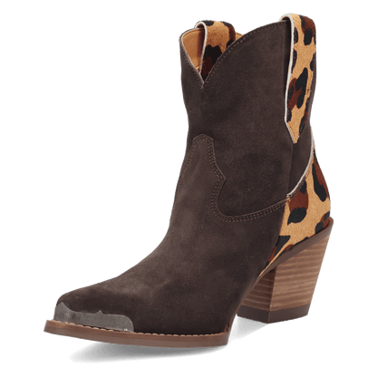 Women's Dingo Texas Charm Suede Leather Bootie - Brown - DI2399-BN