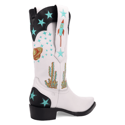 Men's Dingo Space Cowboy Leather Boot - White - DI2402-WH