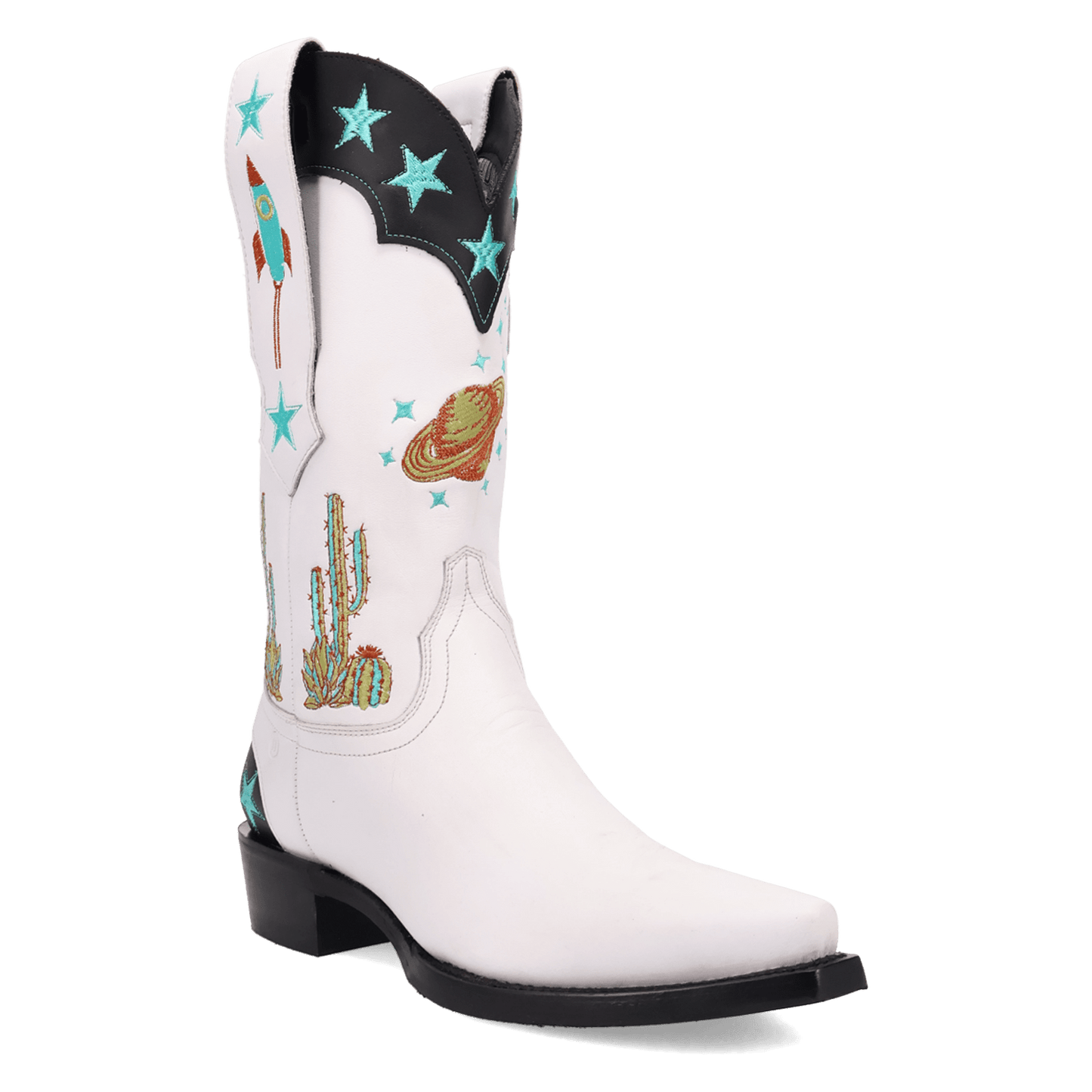 Men's Dingo Space Cowboy Leather Boot - White - DI2402-WH