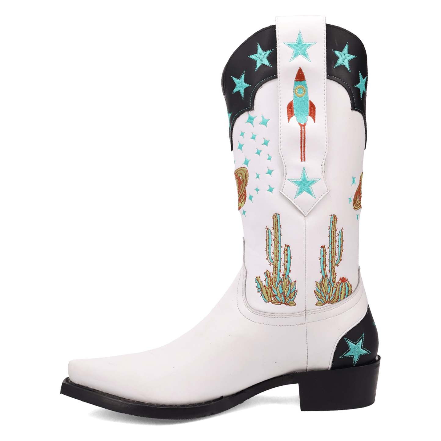 Men's Dingo Space Cowboy Leather Boot - White - DI2402-WH