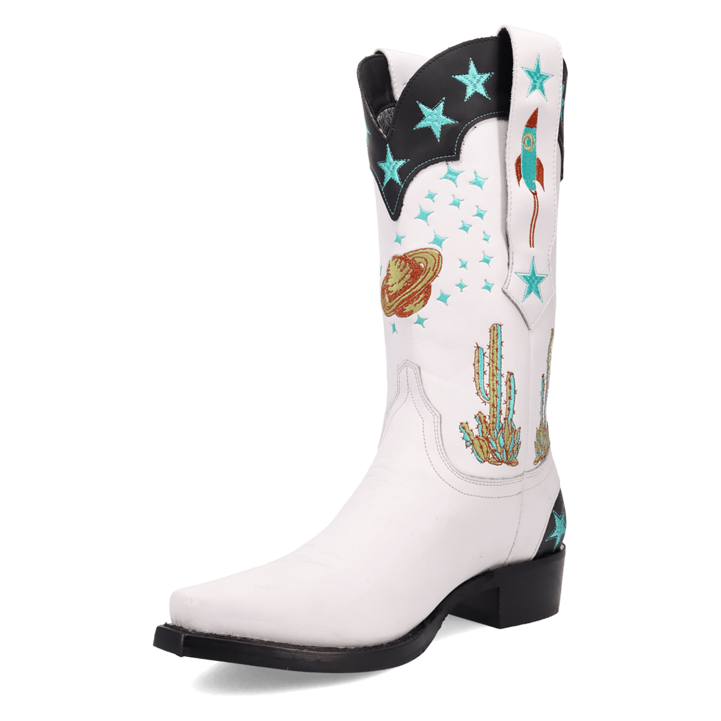 Men's Dingo Space Cowboy Leather Boot - White - DI2402-WH