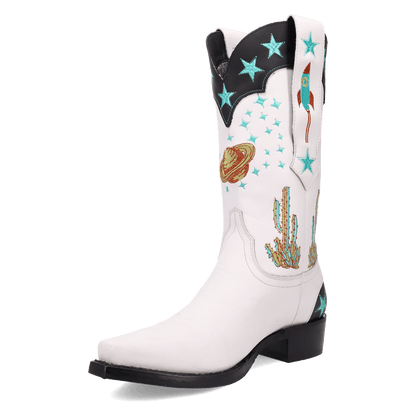 Men's Dingo Space Cowboy Leather Boot - White - DI2402-WH