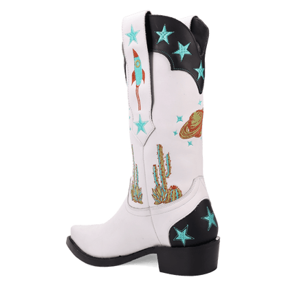 Men's Dingo Space Cowboy Leather Boot - White - DI2402-WH