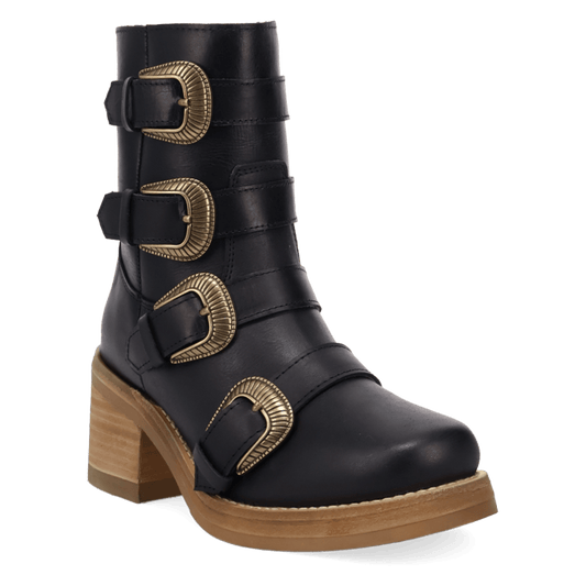 Women's Dingo Topanga Leather Bootie - Black - DI2466-BK