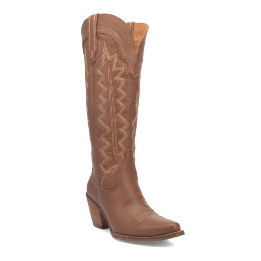 Women's Dingo High Cotton Leather Boot - Brown - DI936-BN