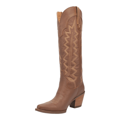 Women's Dingo High Cotton Leather Boot - Brown - DI936-BN