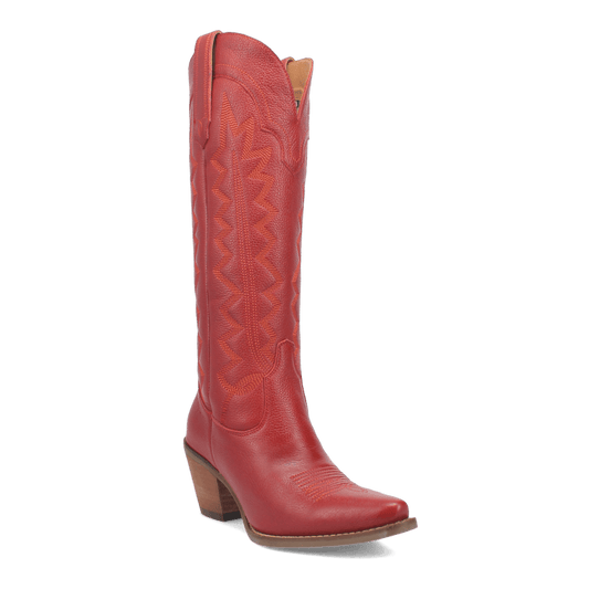 Women's Dingo High Cotton Leather Boot - Red - DI936-RD