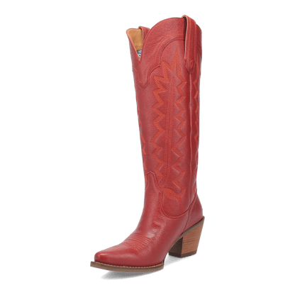 Women's Dingo High Cotton Leather Boot - Red - DI936-RD